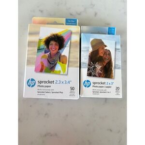 HP Sprocket ZINK Photo Paper Bundle 2.3x3.4 50ct and 2x3 20ct New